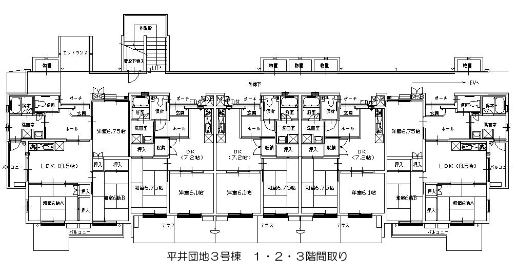 3号棟1・2・3階間取り