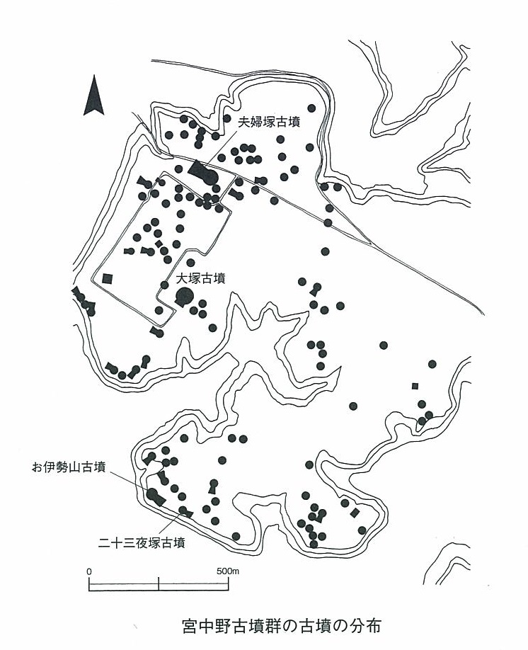 宮中野古墳群の古墳分布図の画像