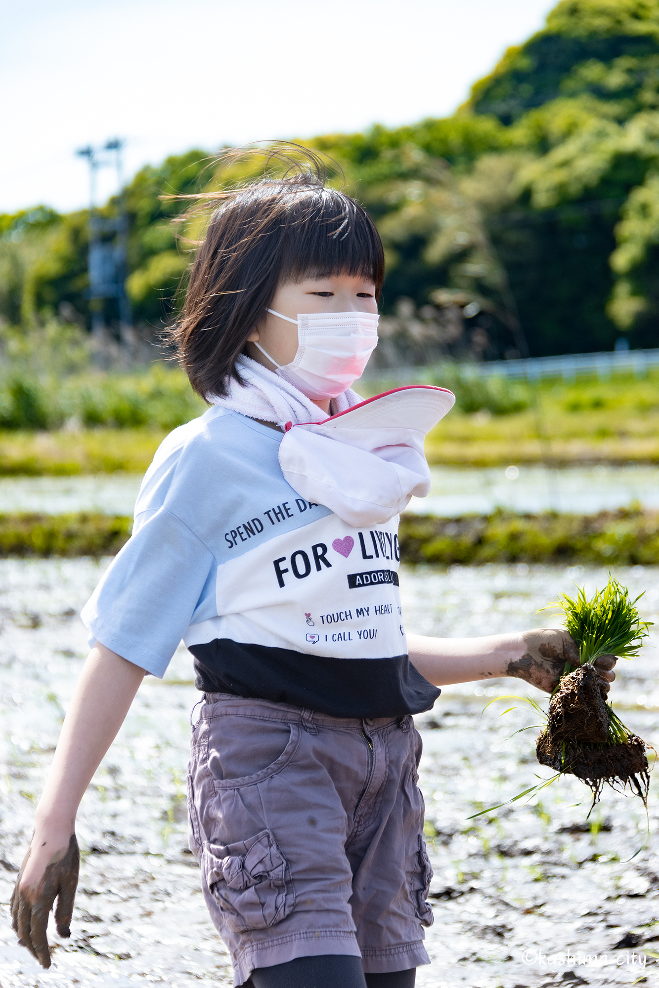 田植えに励む男子生徒4