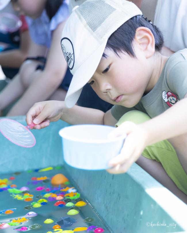 スーパーボールすくいをする子ども