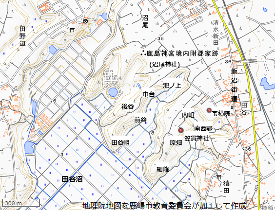 田谷・田谷沼の地図