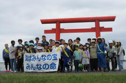 北浦一周サイクリング鳥居前記念写真