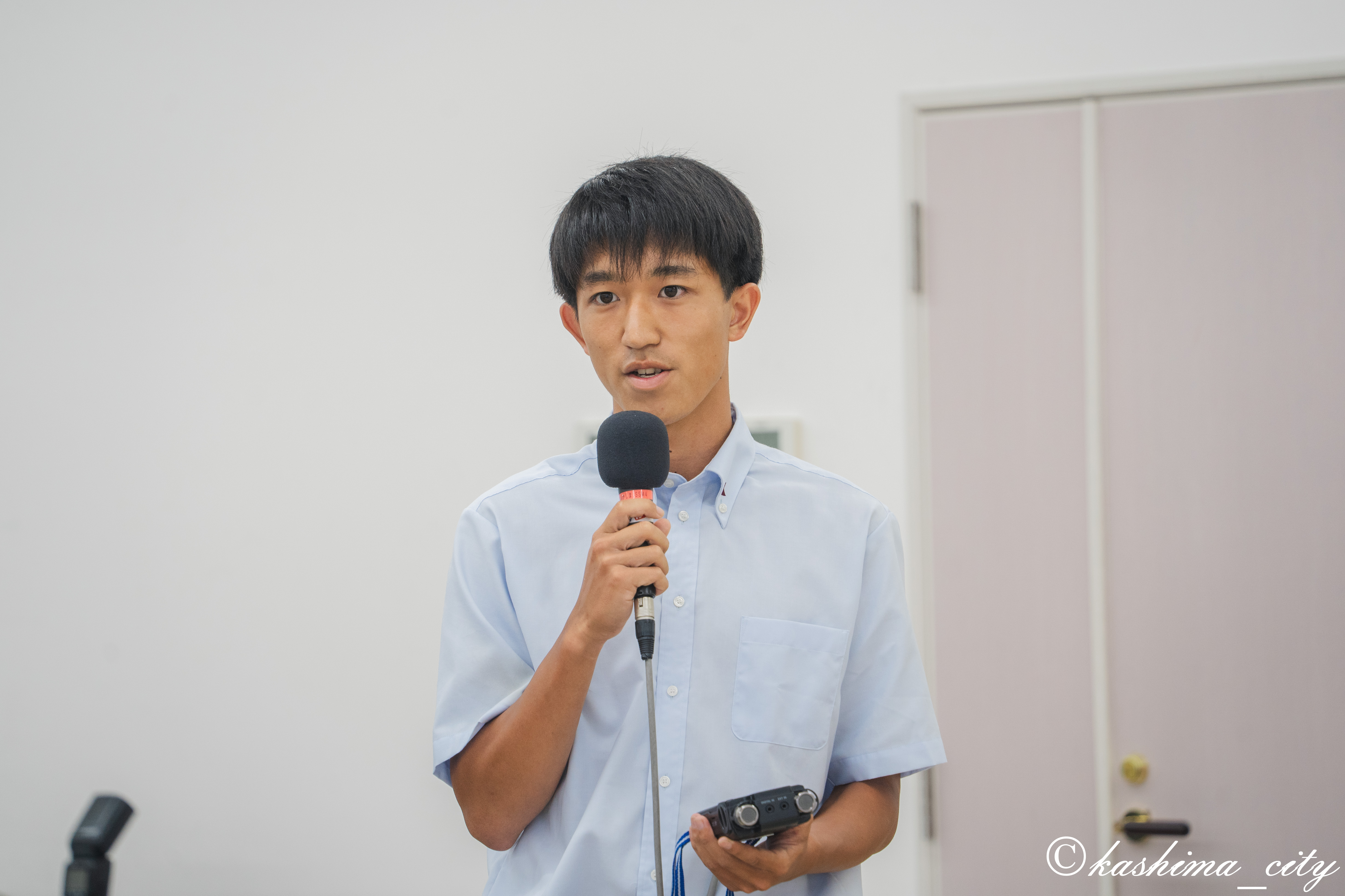 意気込みを語る陸上部の選手