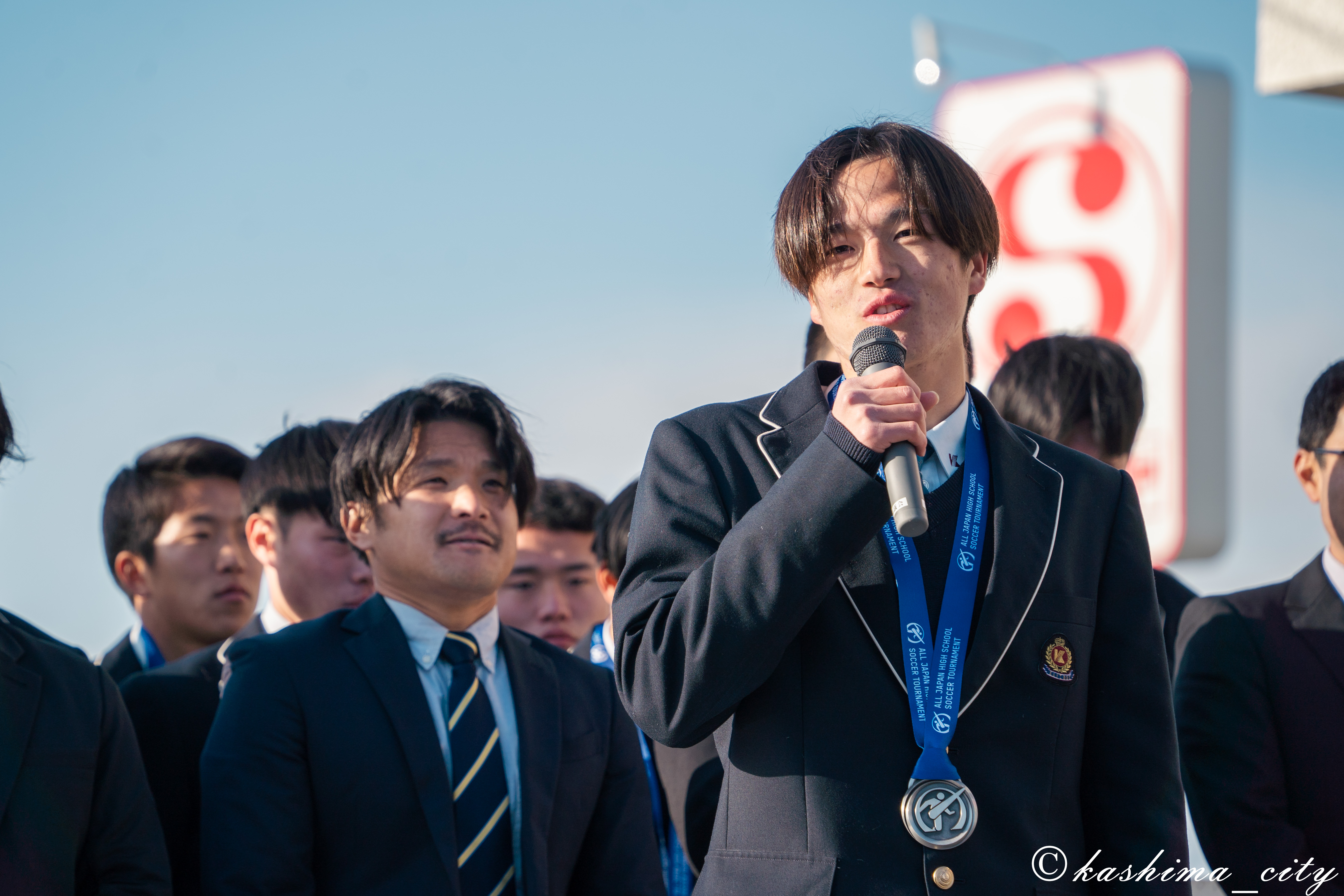 男子サッカー部の齊藤主将