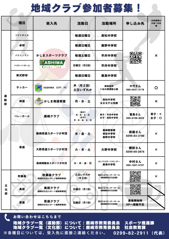 地域クラブ参加者募集