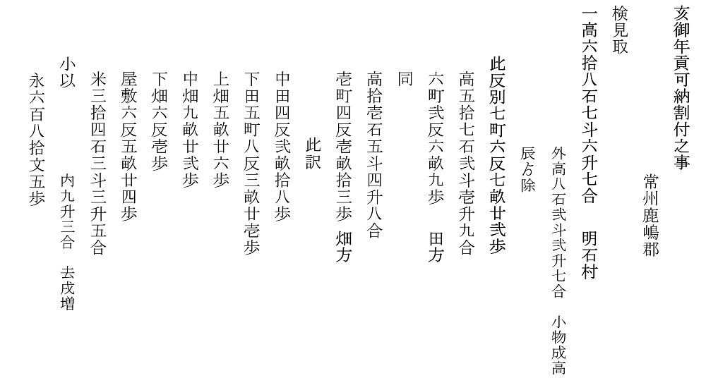 明石家文書 御年貢の事 解読 2-1